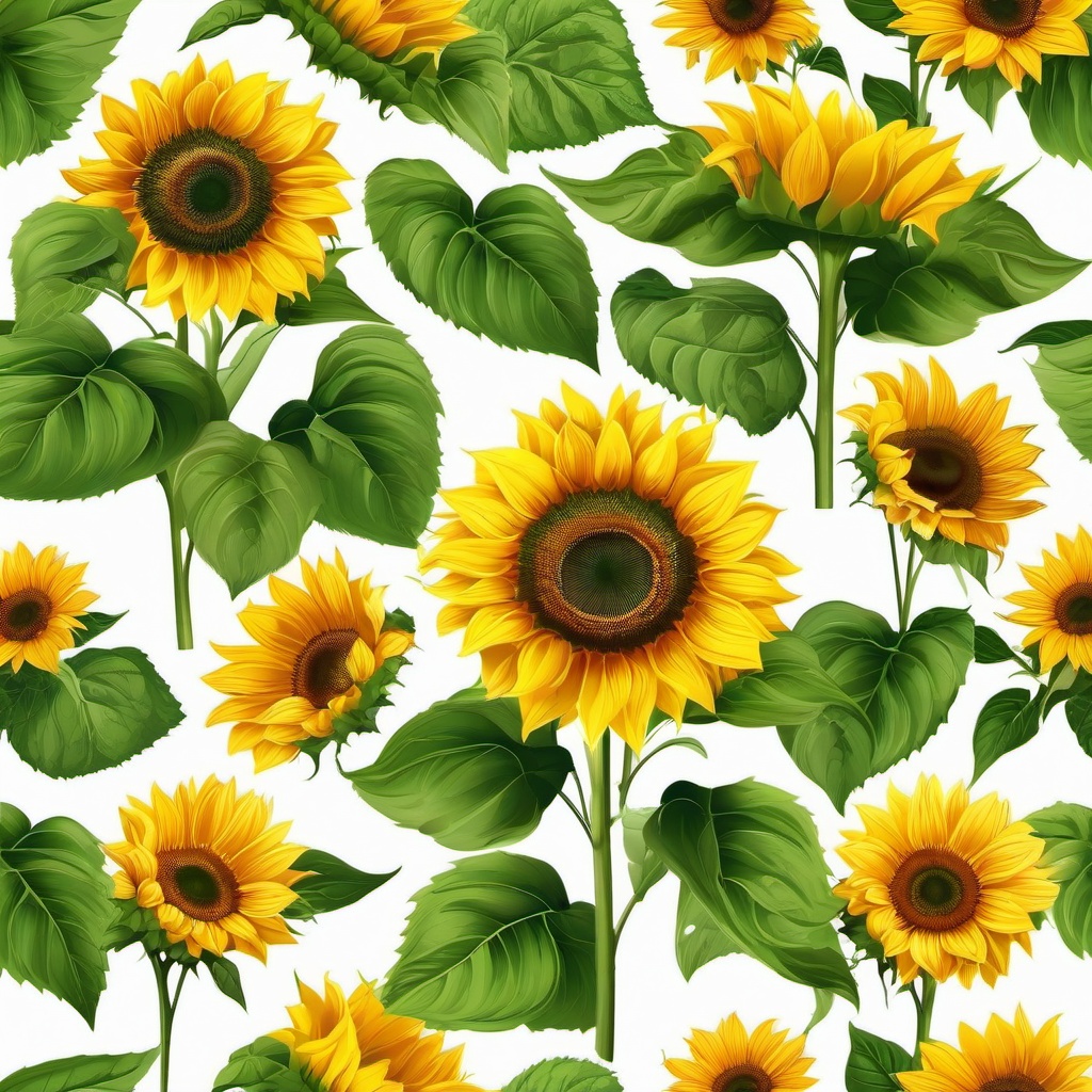 Sunflower clipart - sunflower with green leaves  