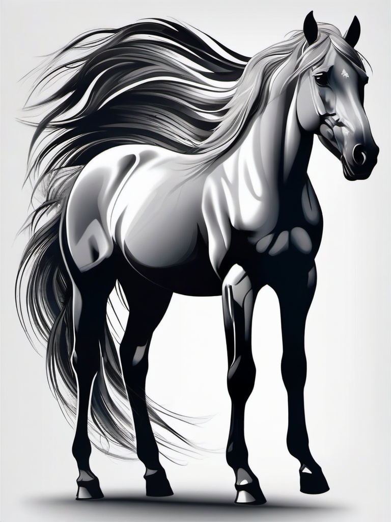 Full Body Horse Tattoo - Opt for an expansive and impactful look with a full-body horse tattoo, featuring designs that cover a larger area and showcase the majesty of horses.  simple tattoo,minimalist,white background