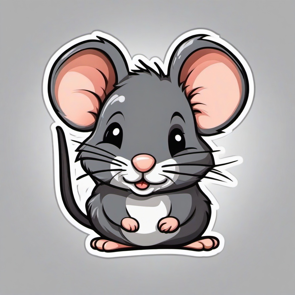 Mouse cartoon - small, whiskered rodent  cartoon sticker style