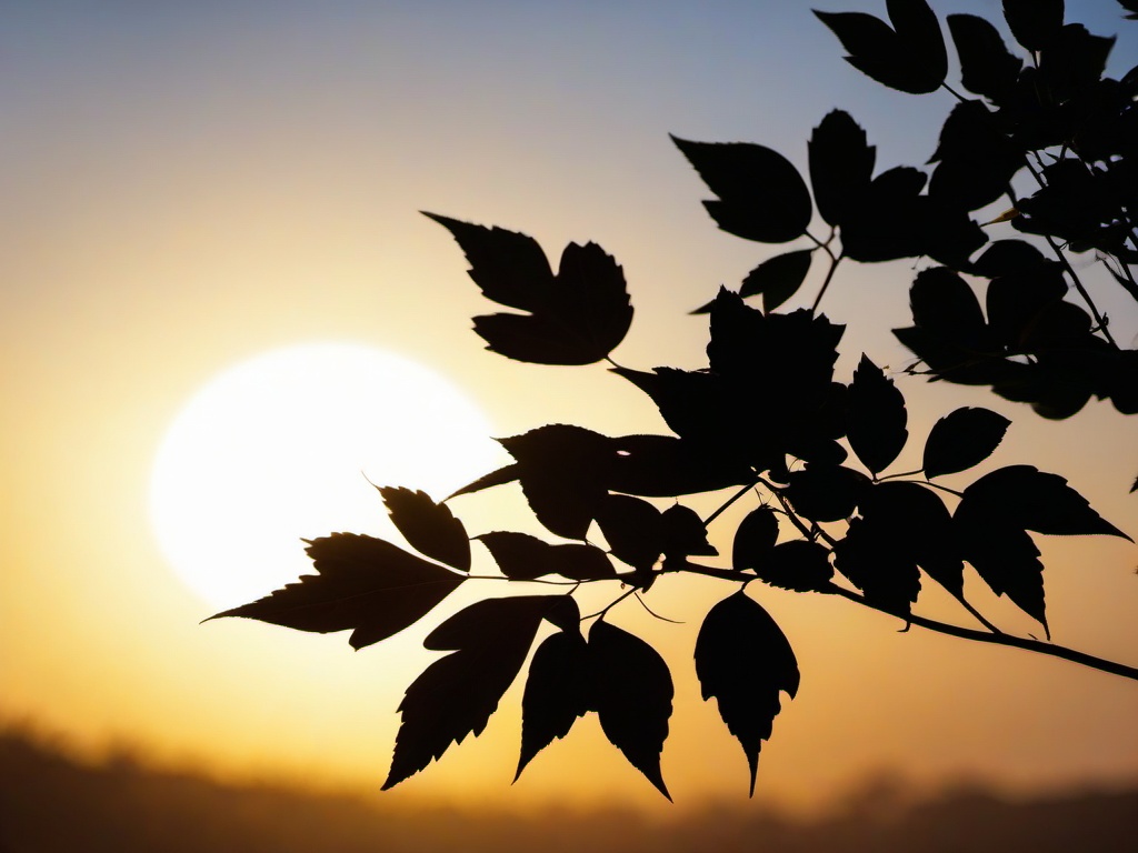 Leaf clipart - leaf silhouette against the sun  