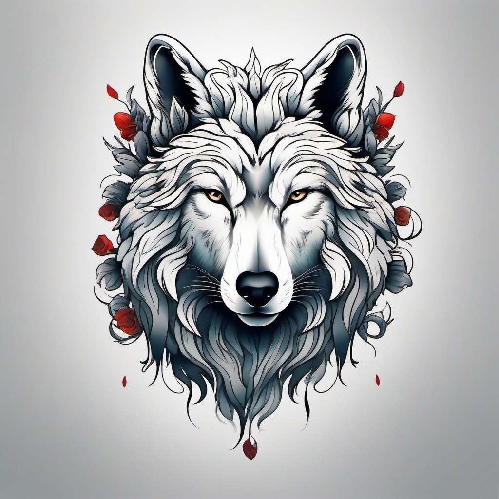 Wolf in Sheep's Clothing Tattoo,clever disguise, wolf hidden among the sheep, metaphor for the deceptively innocent. , color tattoo design, white clean background