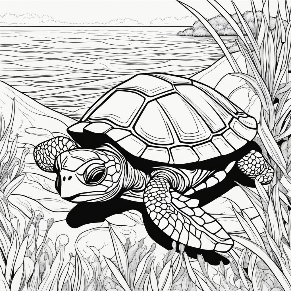 baby turtles cute animals coloring page 