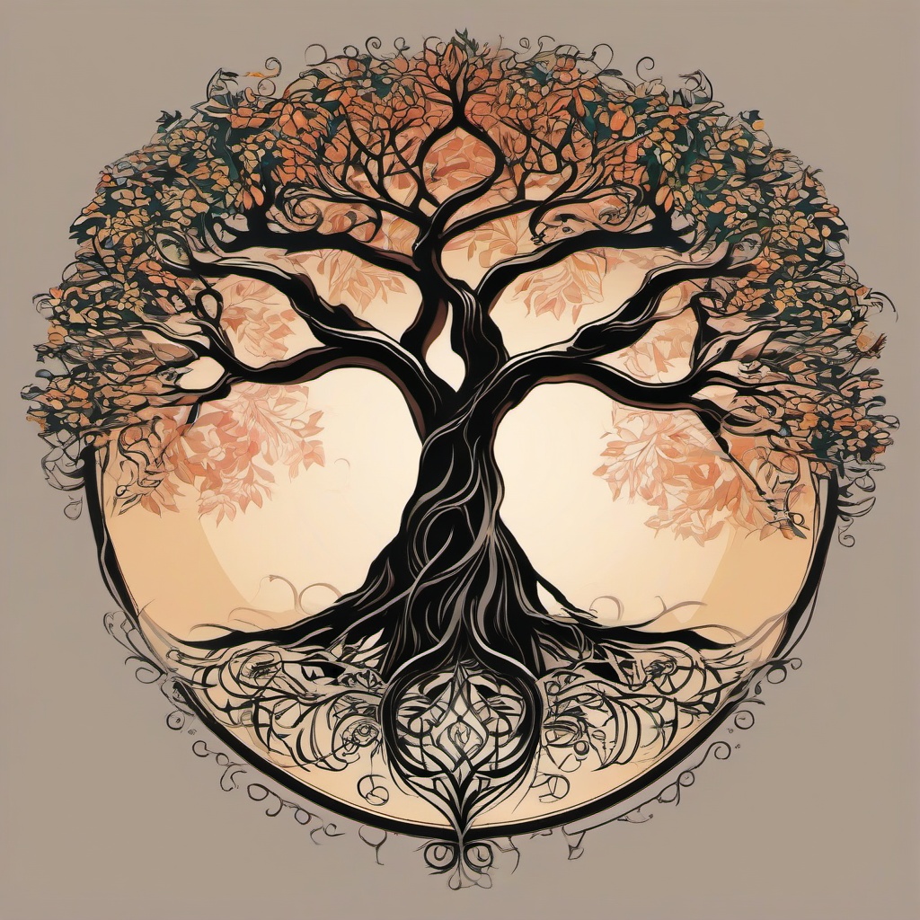 mother tree of life tattoo  simple vector color tattoo