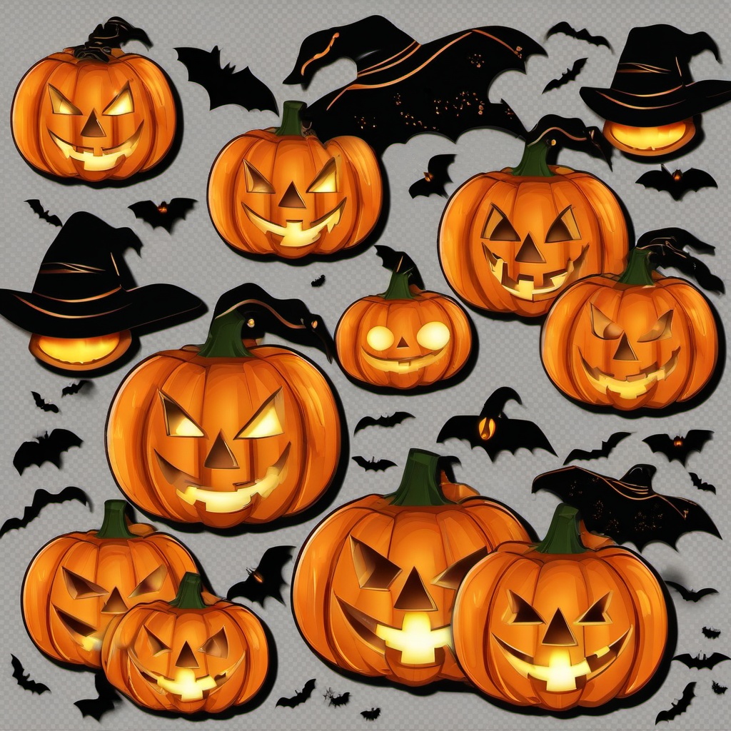 Happy Halloween clipart - glowing jack-o'-lanterns  clipart