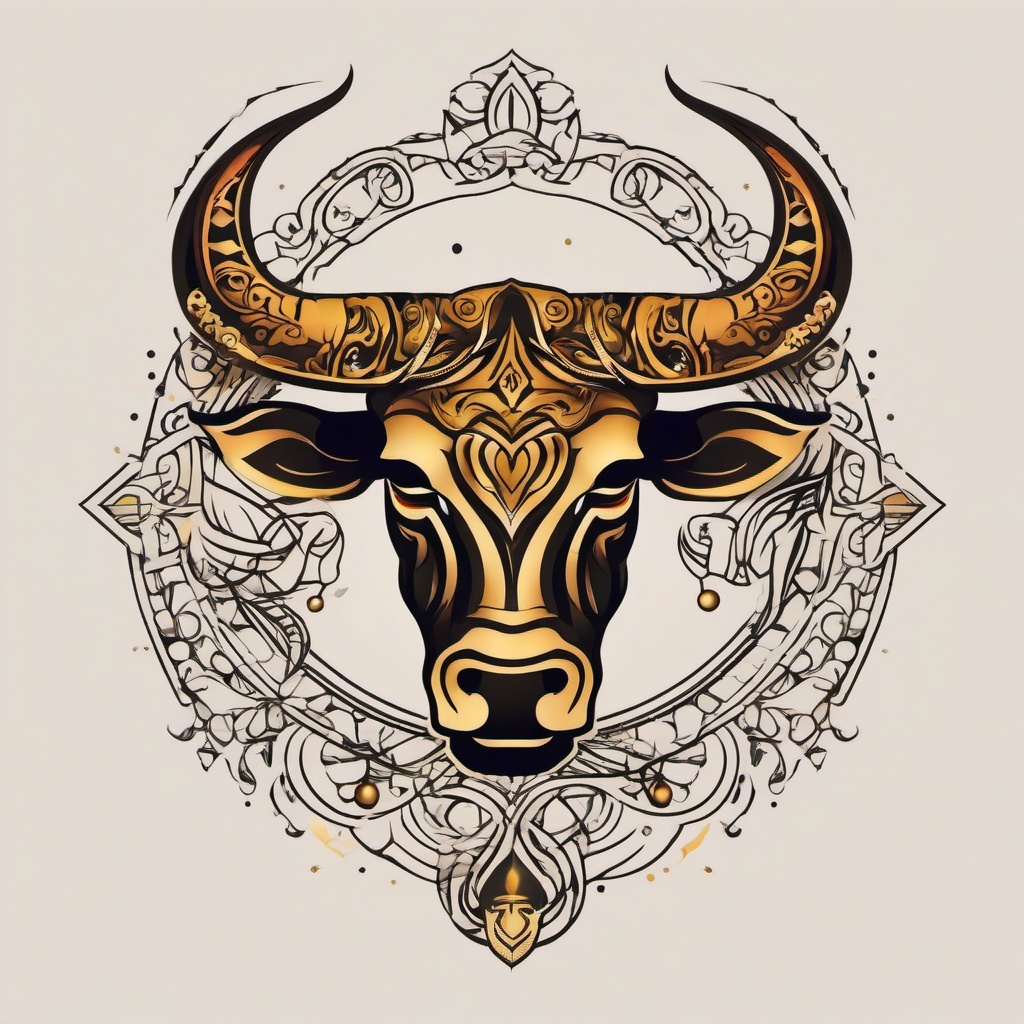 taurus libra combined tattoo  simple vector color tattoo