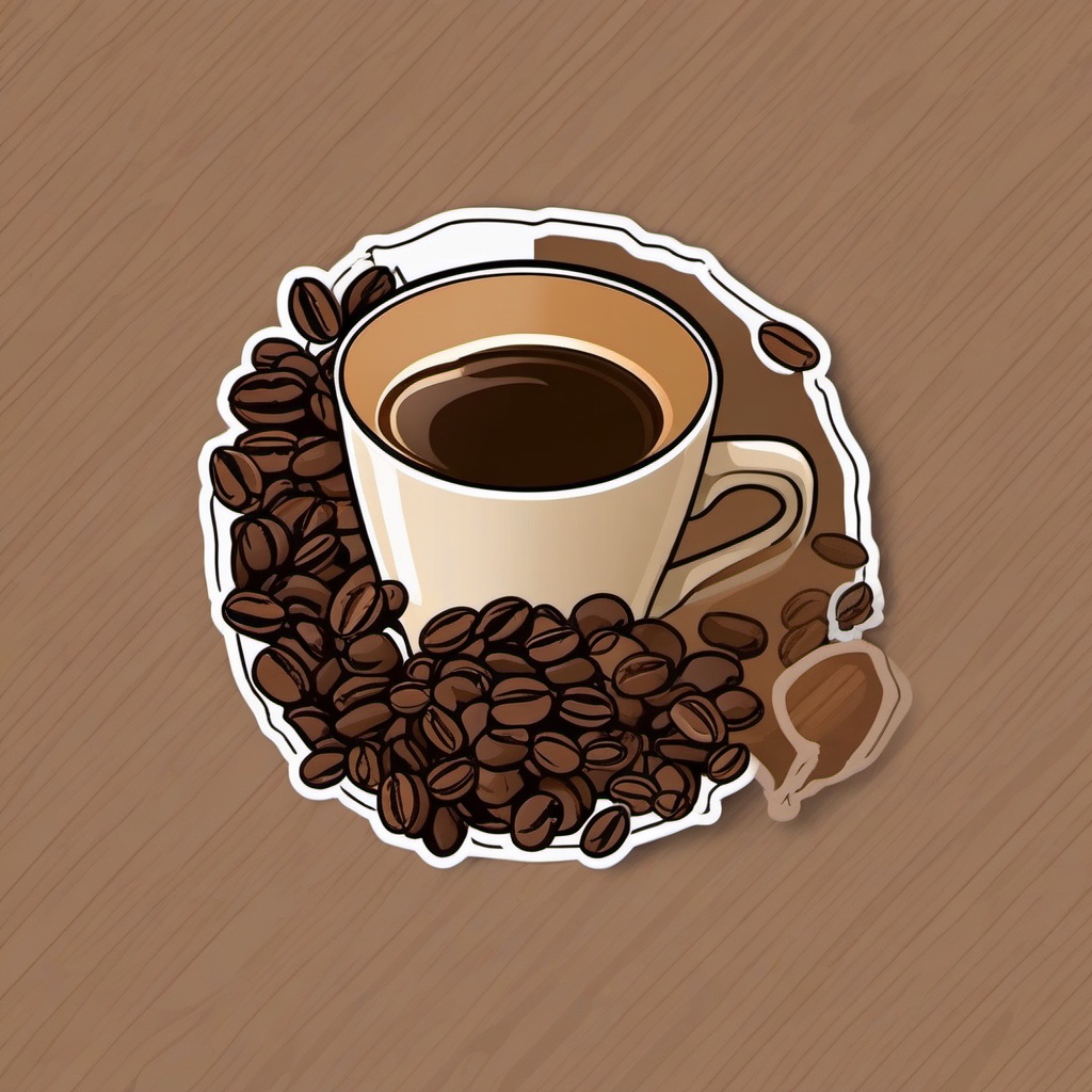 Coffee beans sticker, Aromatic , sticker vector art, minimalist design