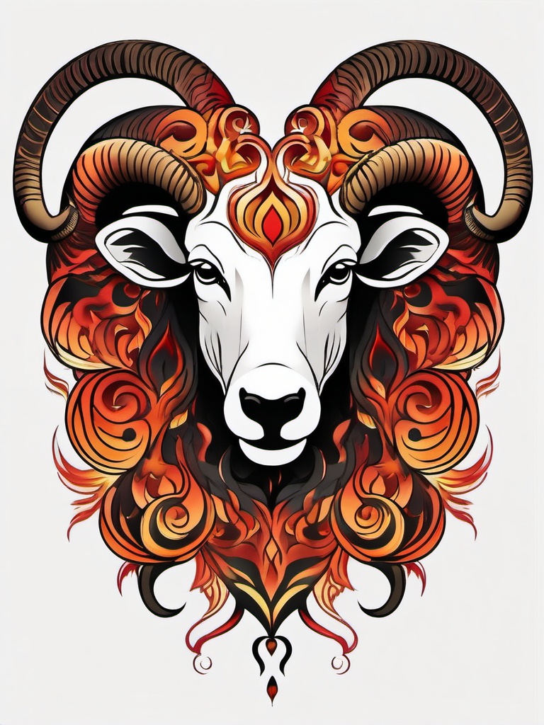 fiery aries tattoo  simple color tattoo,white background