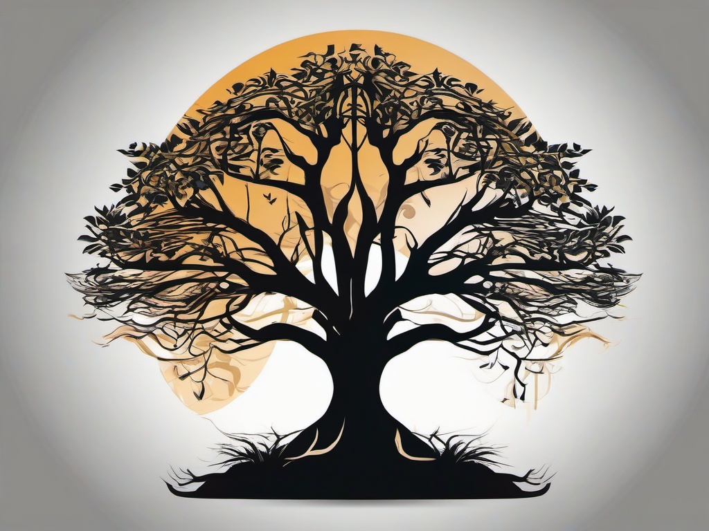 banyan tree tattoo  simple vector color tattoo