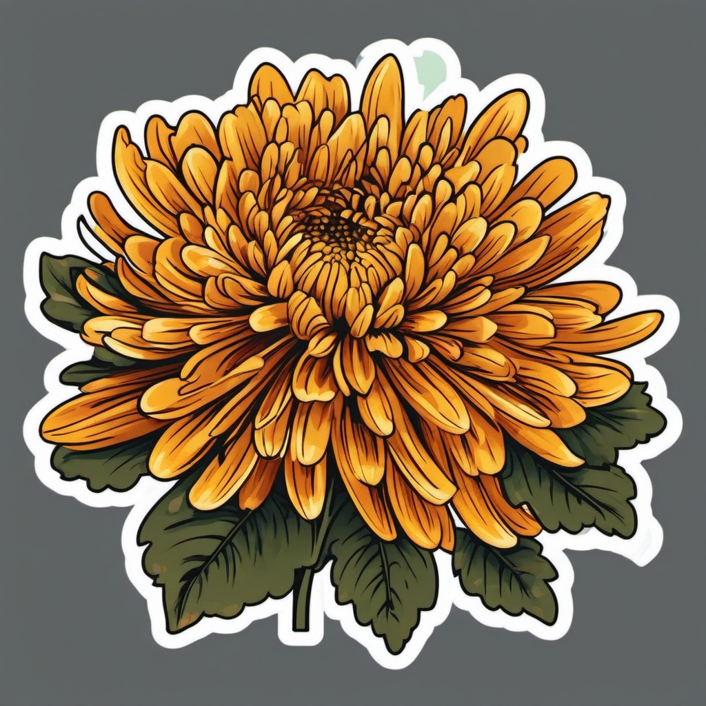 Chrysanthemum Sticker - Embrace the autumnal beauty of chrysanthemums, symbolizing joy and optimism, , sticker vector art, minimalist design