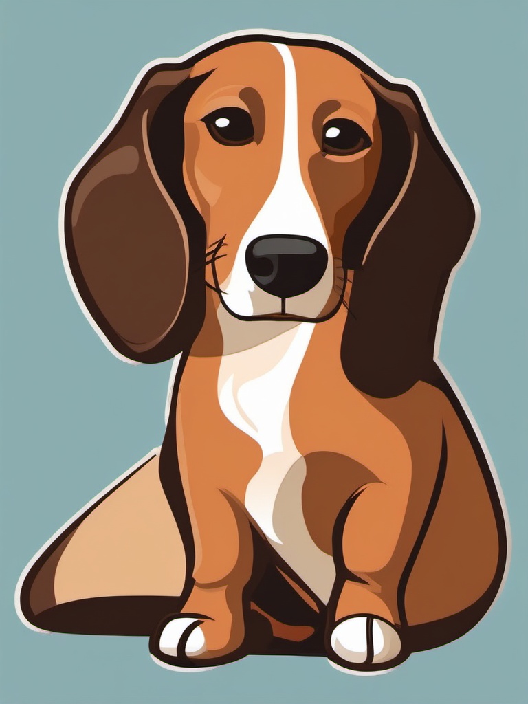 Weiner dog taking a nap clipart  simple, 2d flat