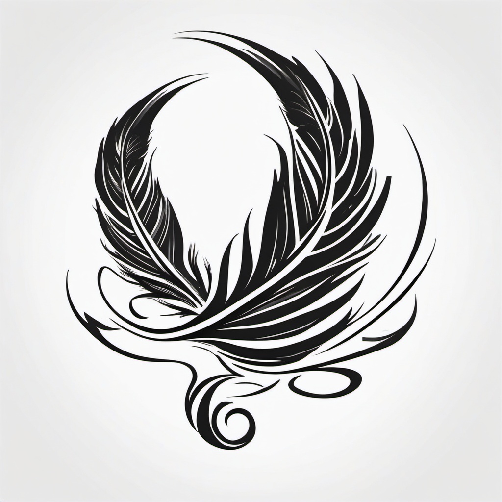 Feather Phoenix Tattoo - Feather linked to a phoenix.  simple vector tattoo,minimalist,white background