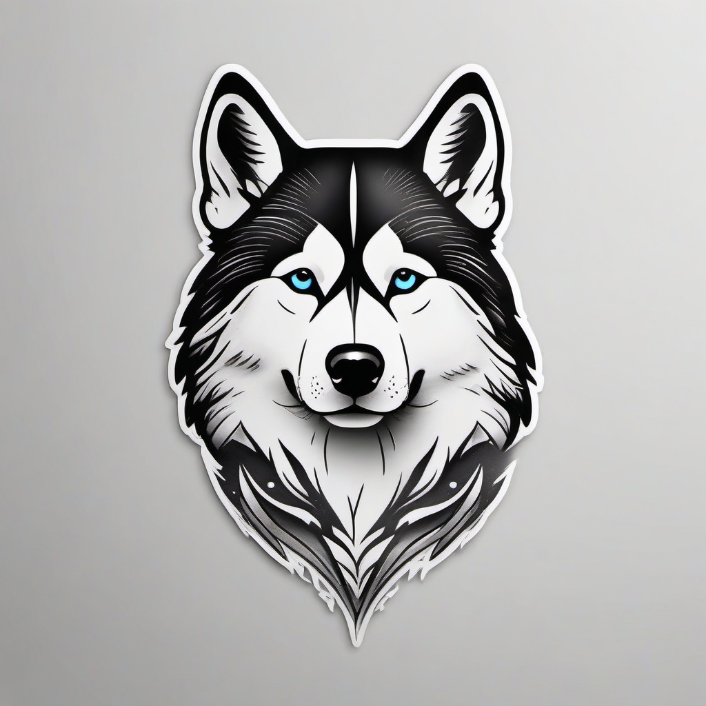 small husky tattoo  simple color tattoo,minimal,white background