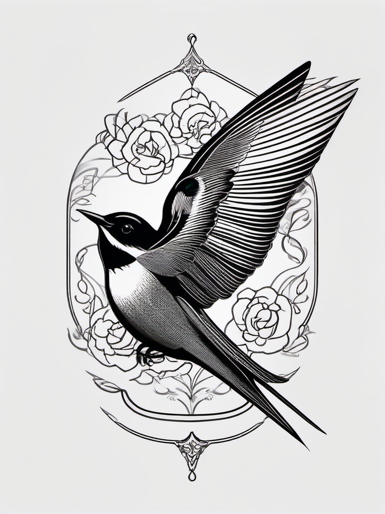 Swallow Tattoo - Traditional swallow tattoo  minimalist tattoo design, white background