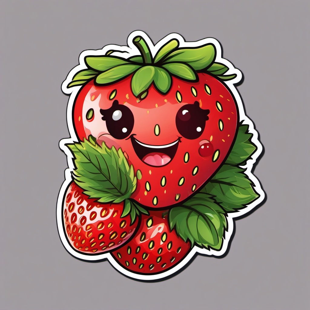 Happy Strawberry sticker- Berry Blissful Joy, , color sticker vector art