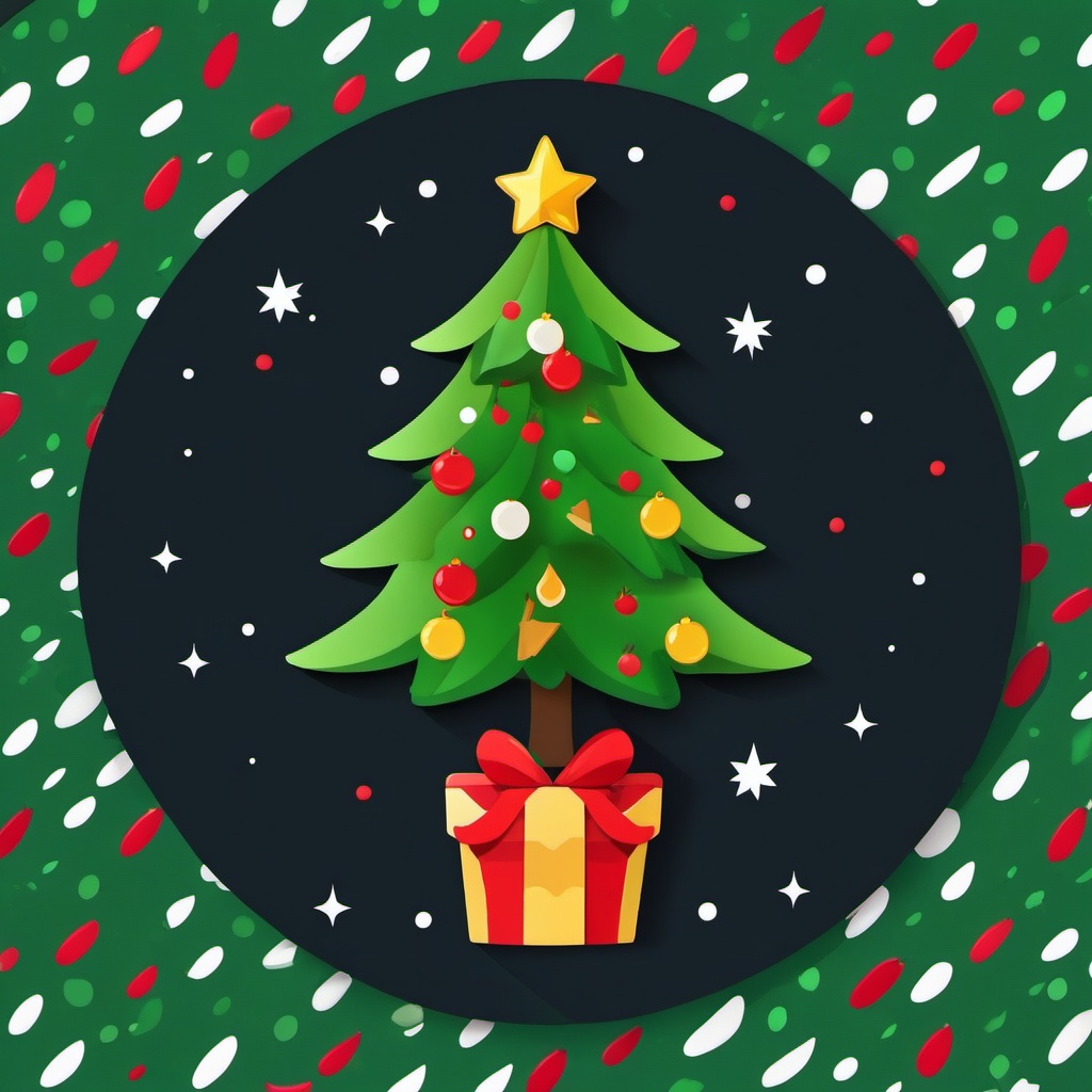 Christmas Tree and Gift Emoji Sticker - Festive joy, , sticker vector art, minimalist design