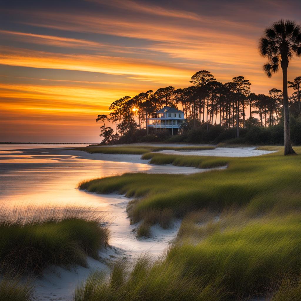 jekyll island - paint the tranquil night view of jekyll island, a barrier island off georgia's coast, with its historic cottages and maritime forests. 