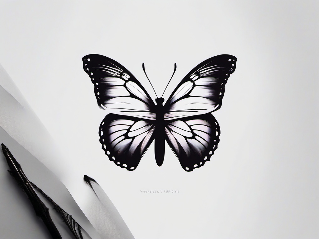 butterfly mental health tattoo  simple color tattoo,white background,minimal