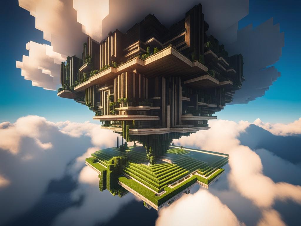 floating metropolis above the clouds with anti-gravity technology - minecraft house design ideas minecraft block style