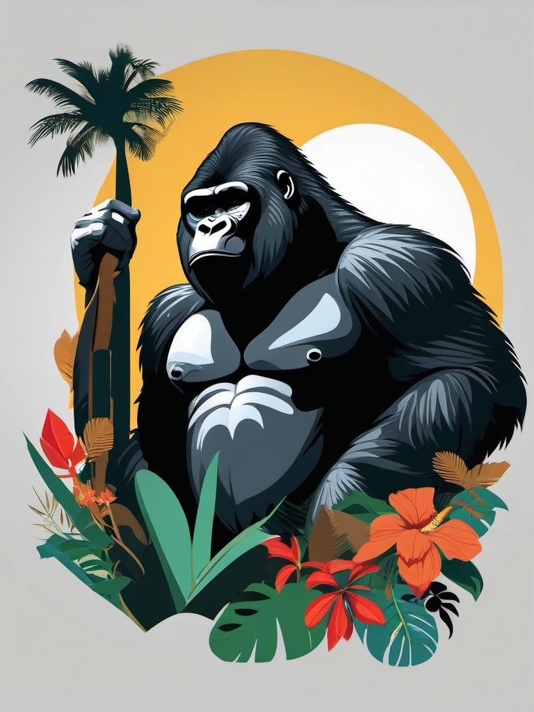 Gorilla clipart - Strong and intelligent primate in the jungle, ,vector color clipart,minimal