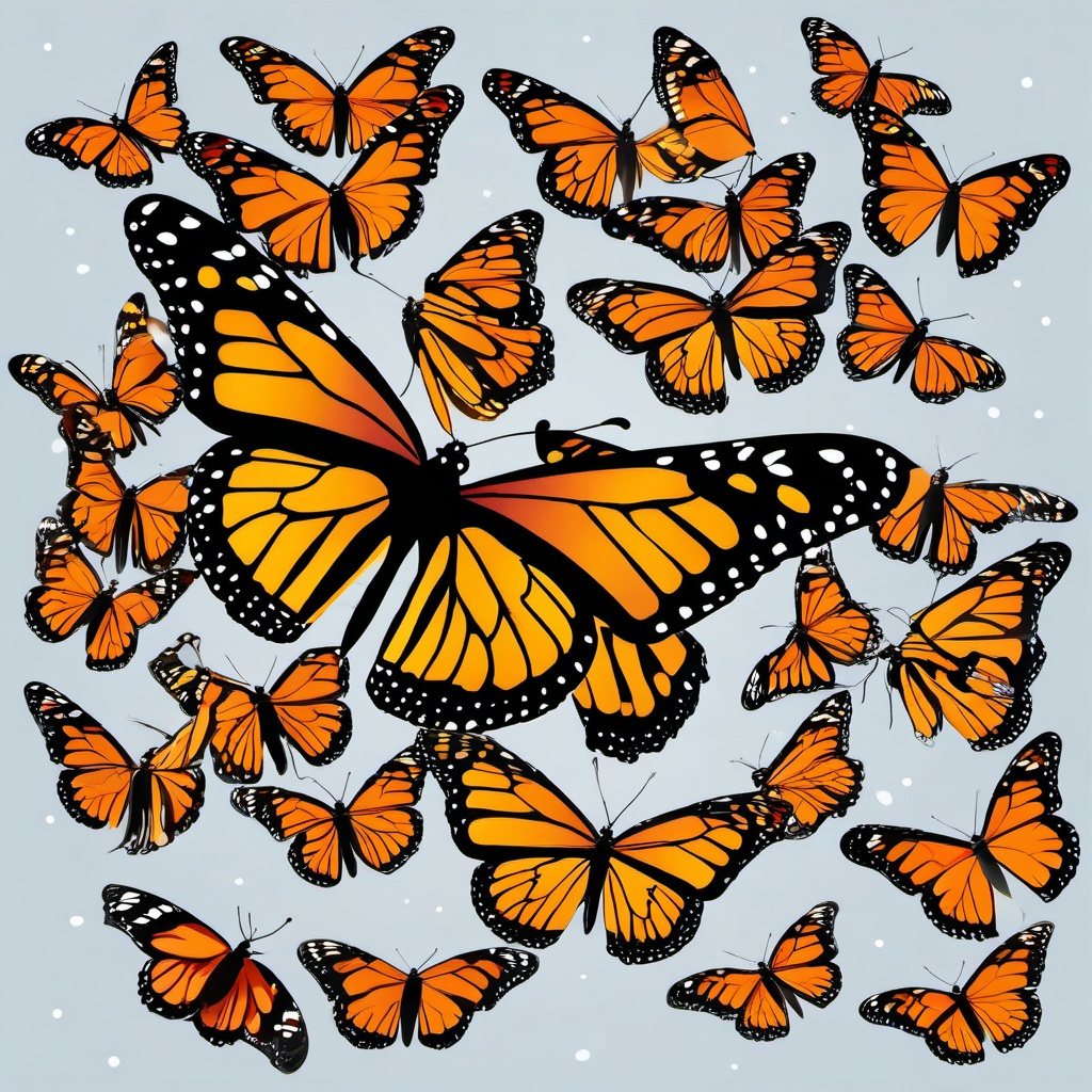 Monarch Butterfly clipart - Iconic butterfly species migrating in swarms, ,color clipart vector style