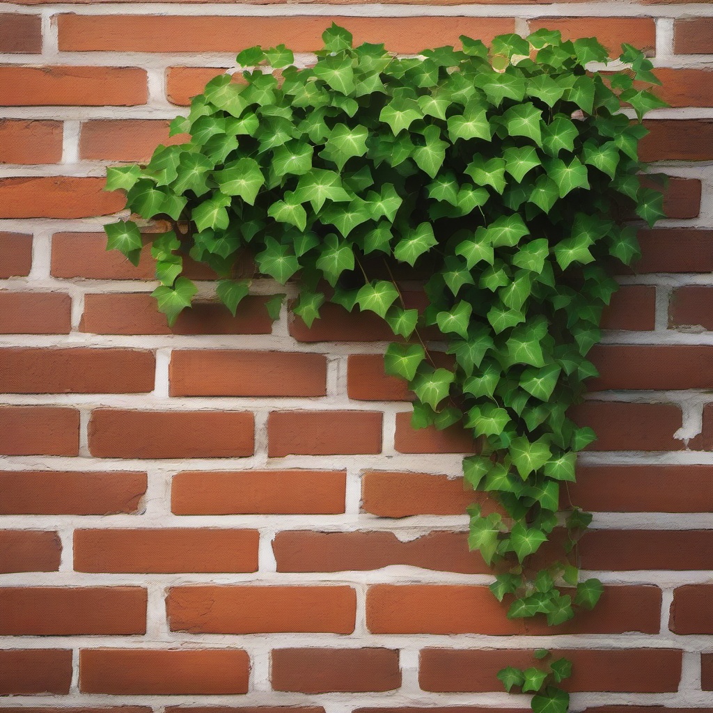 Plant clipart - ivy growing on an old brick building  color,minimalist,vector clipart