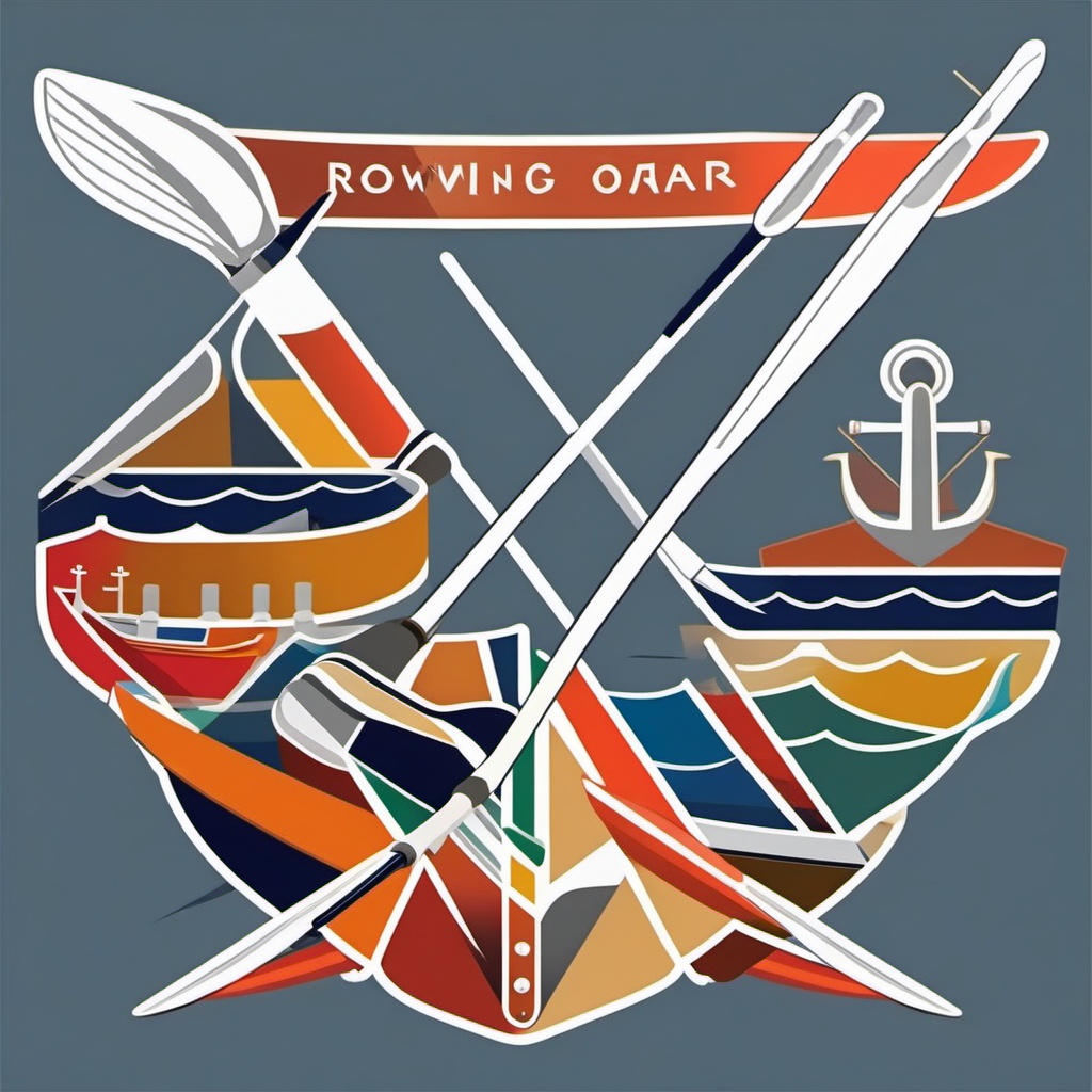 Rowing Oar Sticker - Nautical propulsion, ,vector color sticker art,minimal