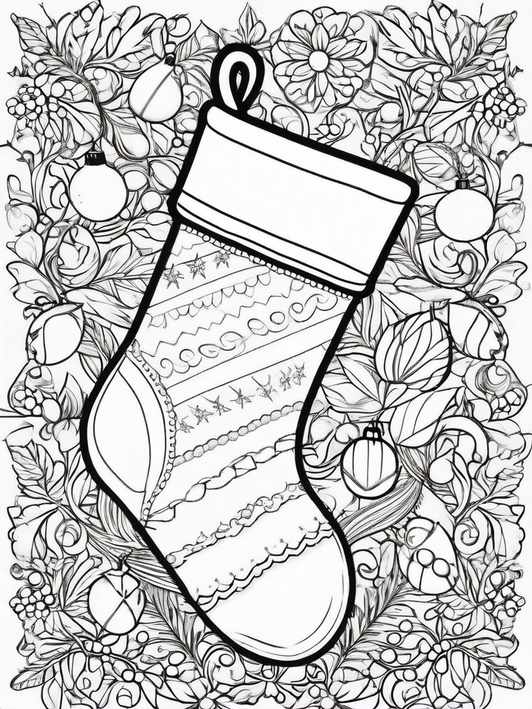 Christmas Stocking For Coloring  outling,coloring pages,black and whit