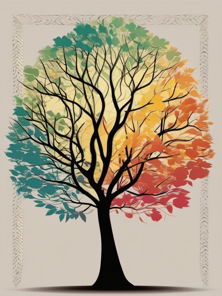 silhouette tree tattoo  simple vector color tattoo