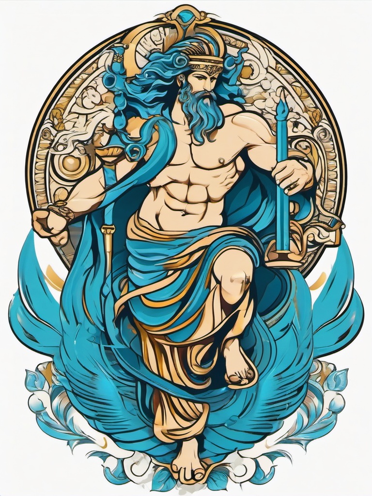 aquarius greek god tattoo  simple vector color tattoo