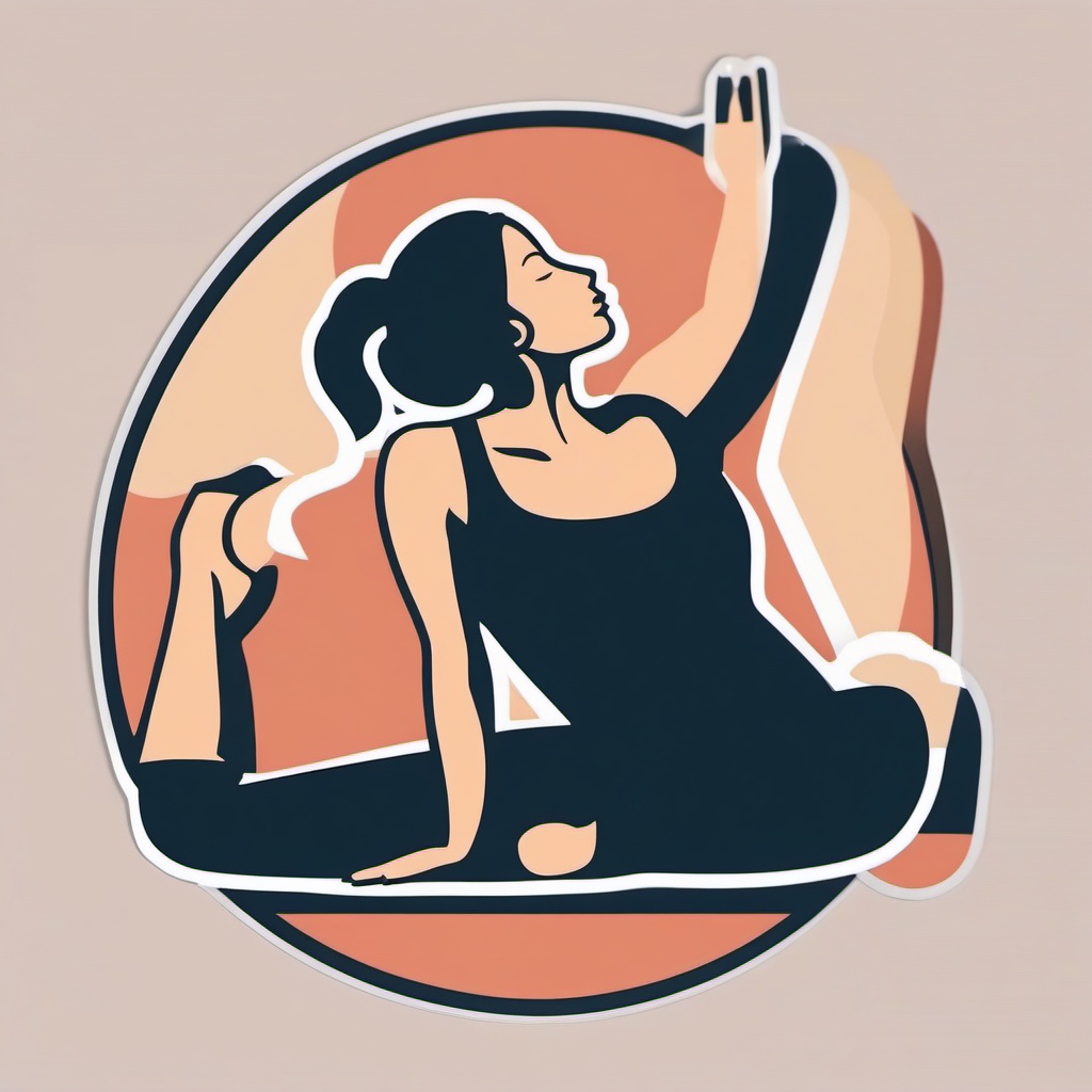 Yoga Mat Pose Sticker - Mindful stretch, ,vector color sticker art,minimal