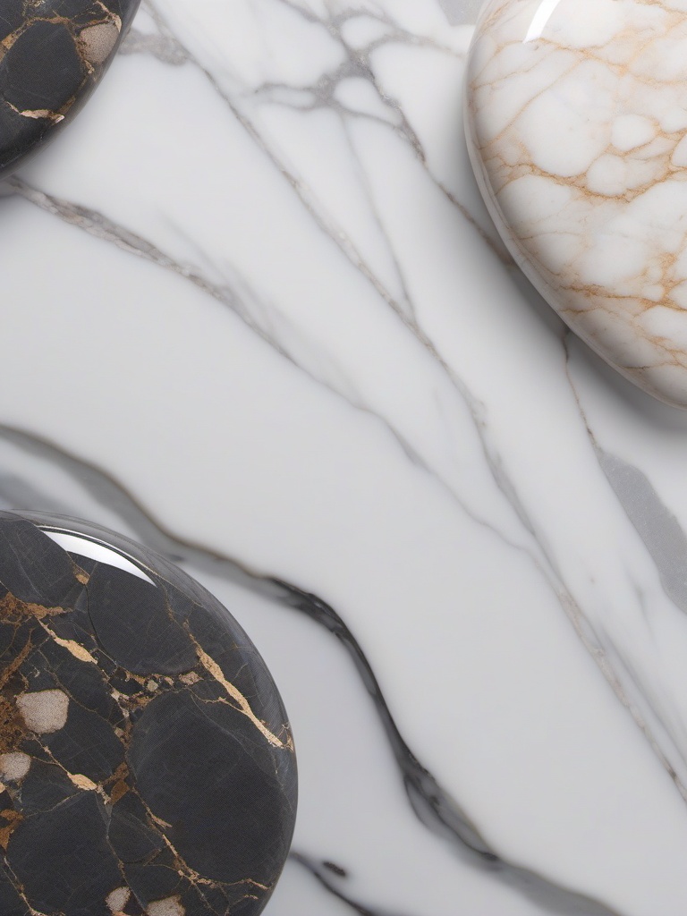 Marble with a river pebble-like appearance and a glossy surface top view, product photoshoot realistic background, hyper detail, high resolution