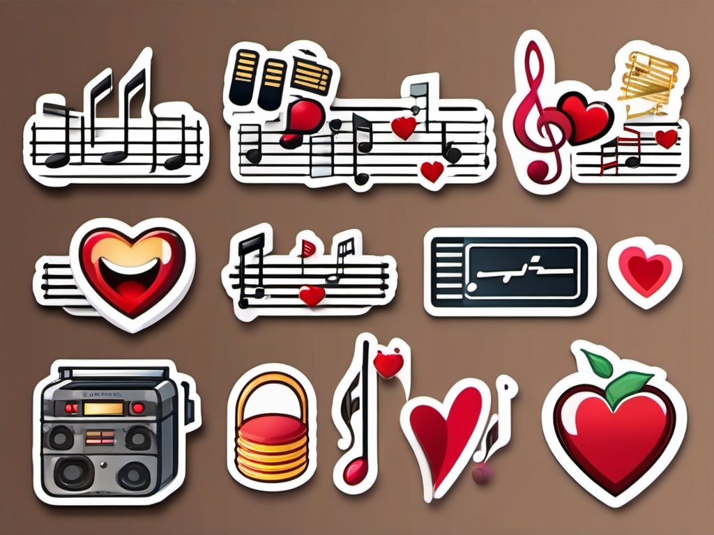 Heartbeat and Music Note Emoji Sticker - Love's melodious rhythm, , sticker vector art, minimalist design