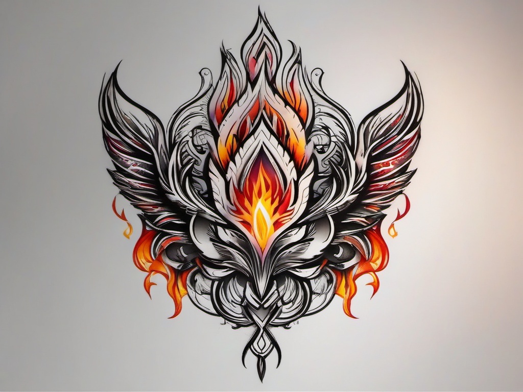 fire ink tattoo  simple color tattoo,white background