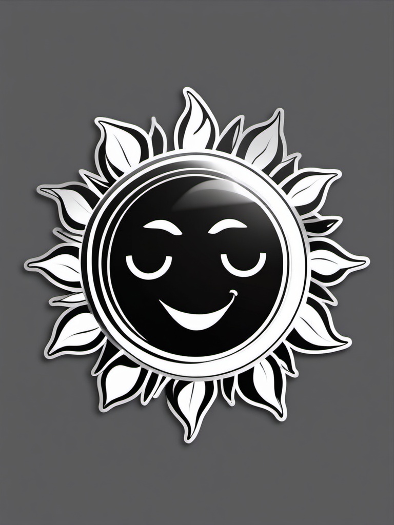 Sun with Face Sticker - Sun with a cheerful face, ,vector color sticker art,minimal