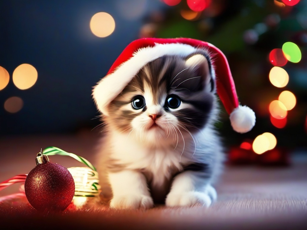 Cute Christmas Cat Wallpaper  