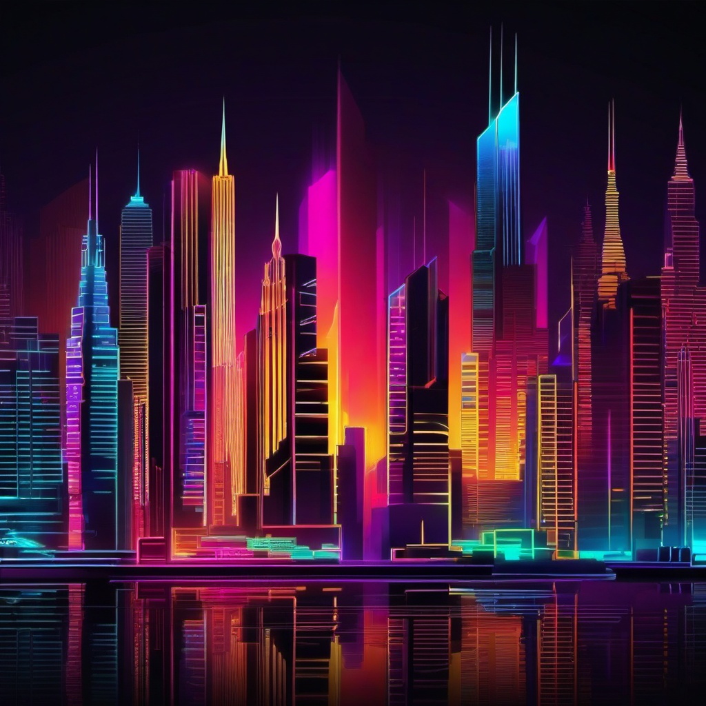 Neon Wallpaper - Neon Cityscape wallpaper, abstract art style, patterns, intricate