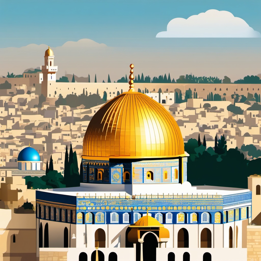 Jerusalem clipart - Western Wall and Dome of the Rock in Israel, ,color clipart vector style