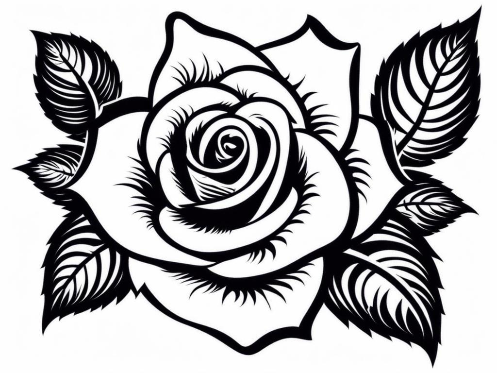 Rose black tattoo, Tattoos showcasing the elegance of black roses. , color tattoo design, clean white background