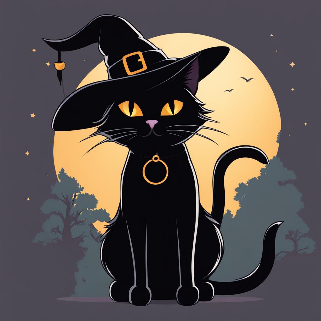 black cat's witch hat - create an anime character with a mischievous black cat perched on their witch's hat. 