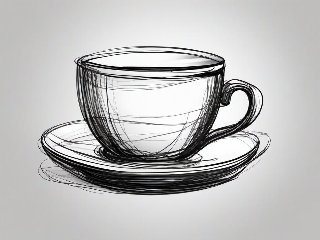 sketch of coffee cup  minimal rough sketch scribbles,doodles,black and white