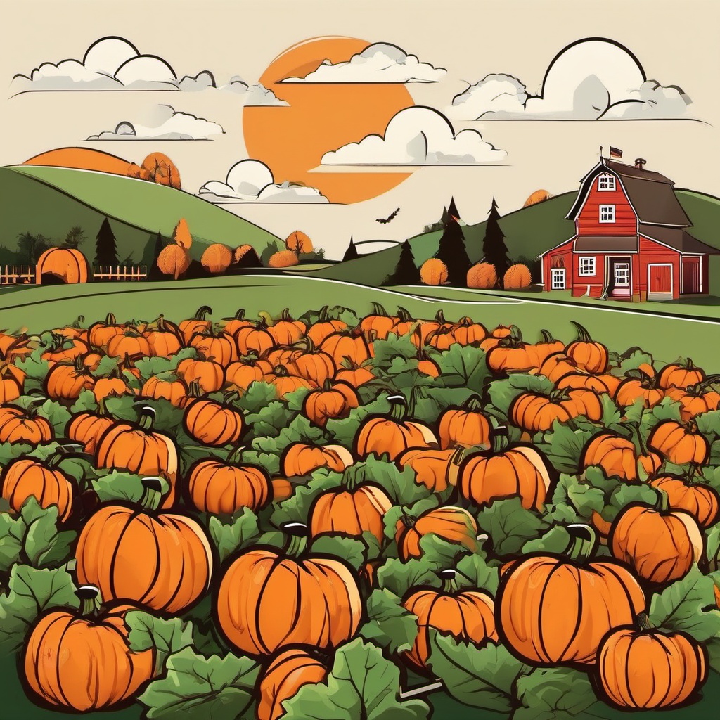 Pumpkin Patch Adventure clipart - Exciting pumpkin patch visit, ,vector color clipart,minimal