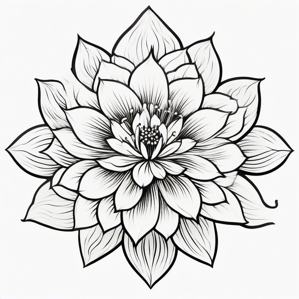 Japanese Flower Tattoo Stencil - Stencil-style Japanese flower tattoo.  simple color tattoo,white background,minimal