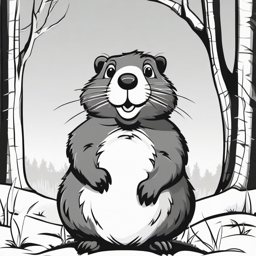 Groundhog cartoon - Groundhog peeking out on a sunny day  