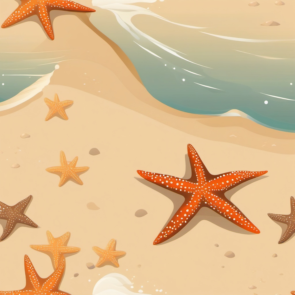 Starfish Clipart - A starfish on the sandy shore.  color clipart, minimalist, vector art, 