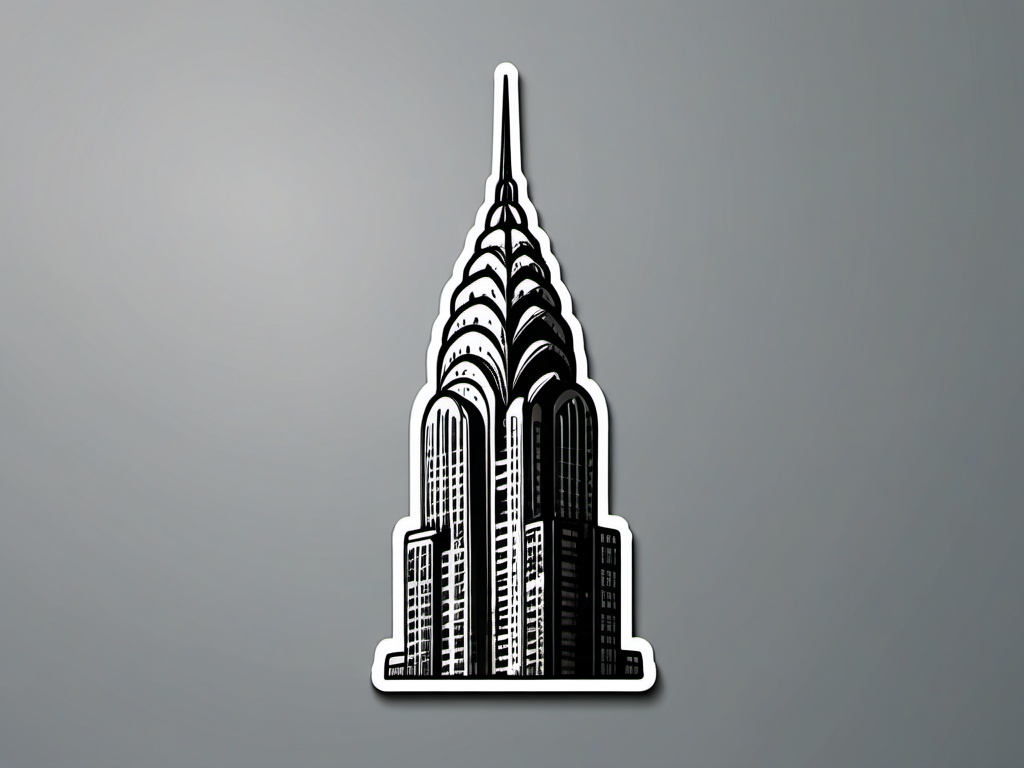 Chrysler Building sticker- Art Deco skyscraper in Midtown Manhattan, , sticker vector art, minimalist design