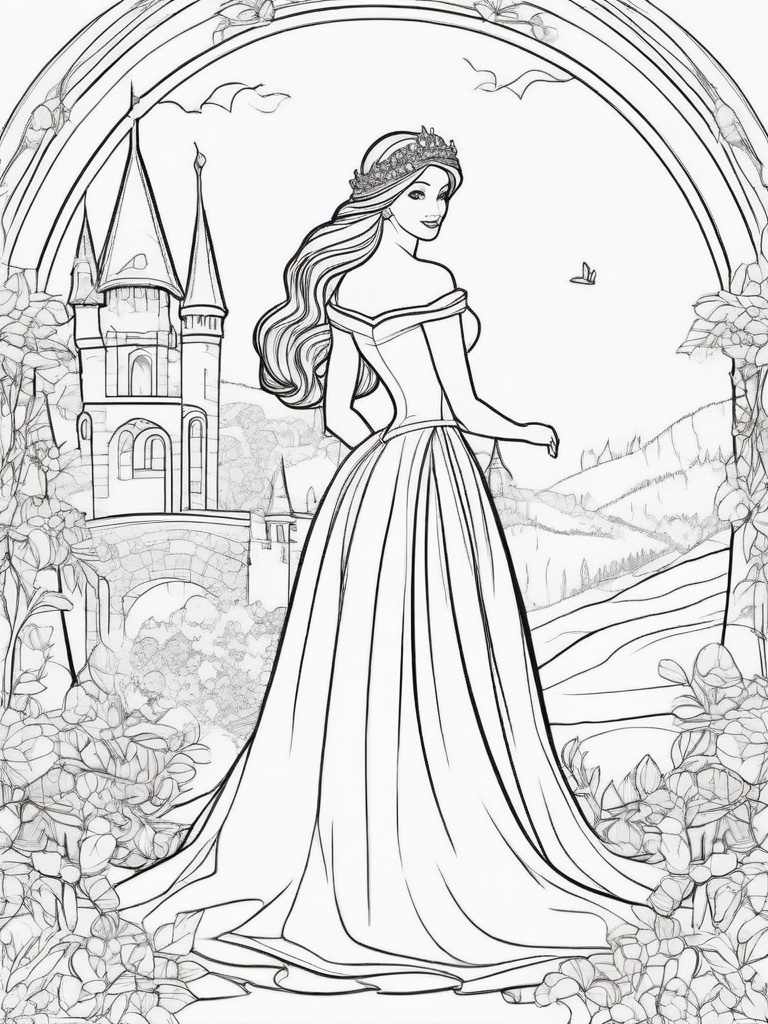 Fairy Tale Princess Coloring Pages - Enchanted Beauty from Classic Stories  minimal black outline printable sheet, coloring page