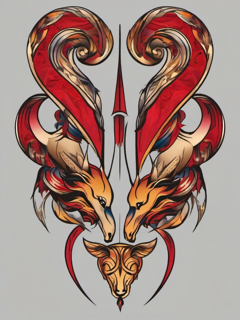 aries and gemini tattoo  simple vector color tattoo