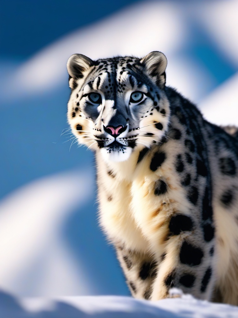 Cute Snow Leopard in the Himalayan Peaks 8k, cinematic, vivid colors