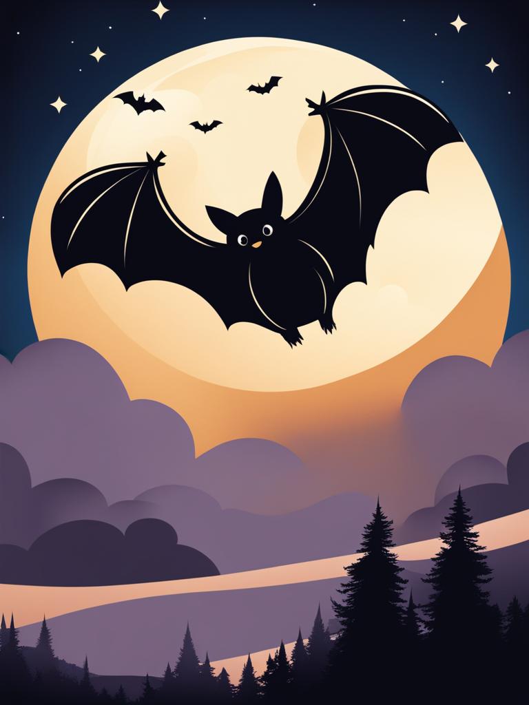 bat clipart - soaring through the night sky. 