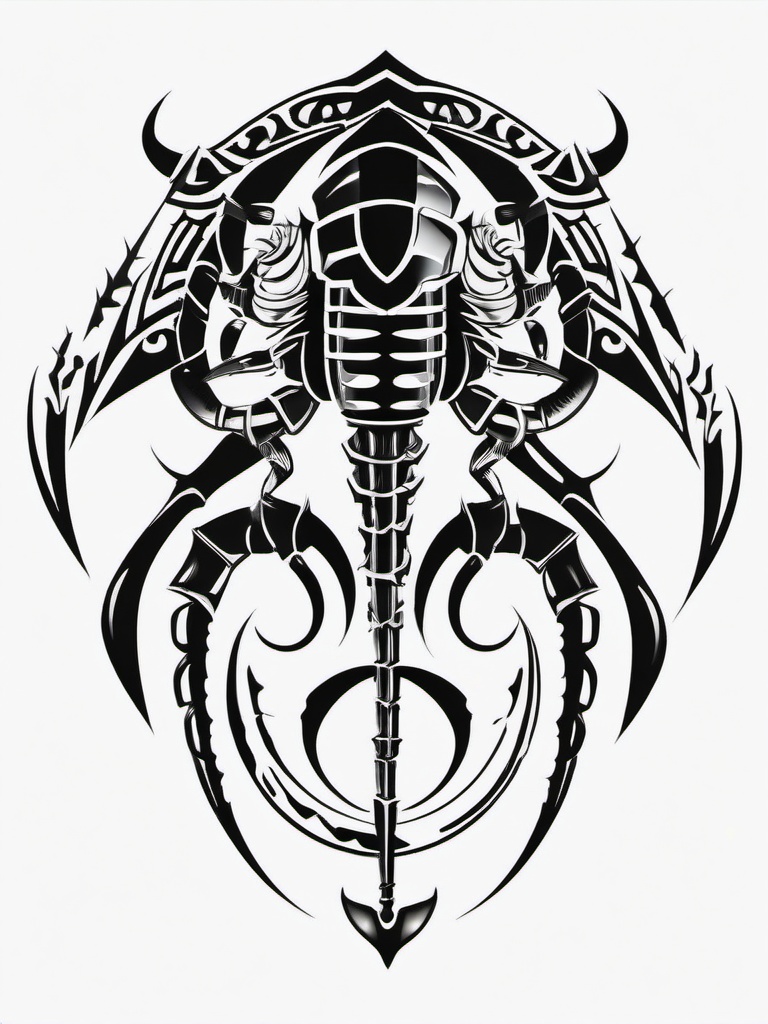 Tribal Scorpio Tattoo - Infuse tribal aesthetics into your Scorpio tattoo for a unique and culturally inspired design.  simple vector color tattoo,minimal,white background